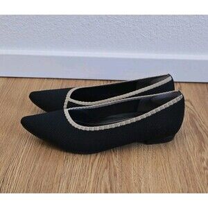 Vionic Dahlia Shoes Size 11 Black Knit Pointed Toe Slip On Flats Comfort Office